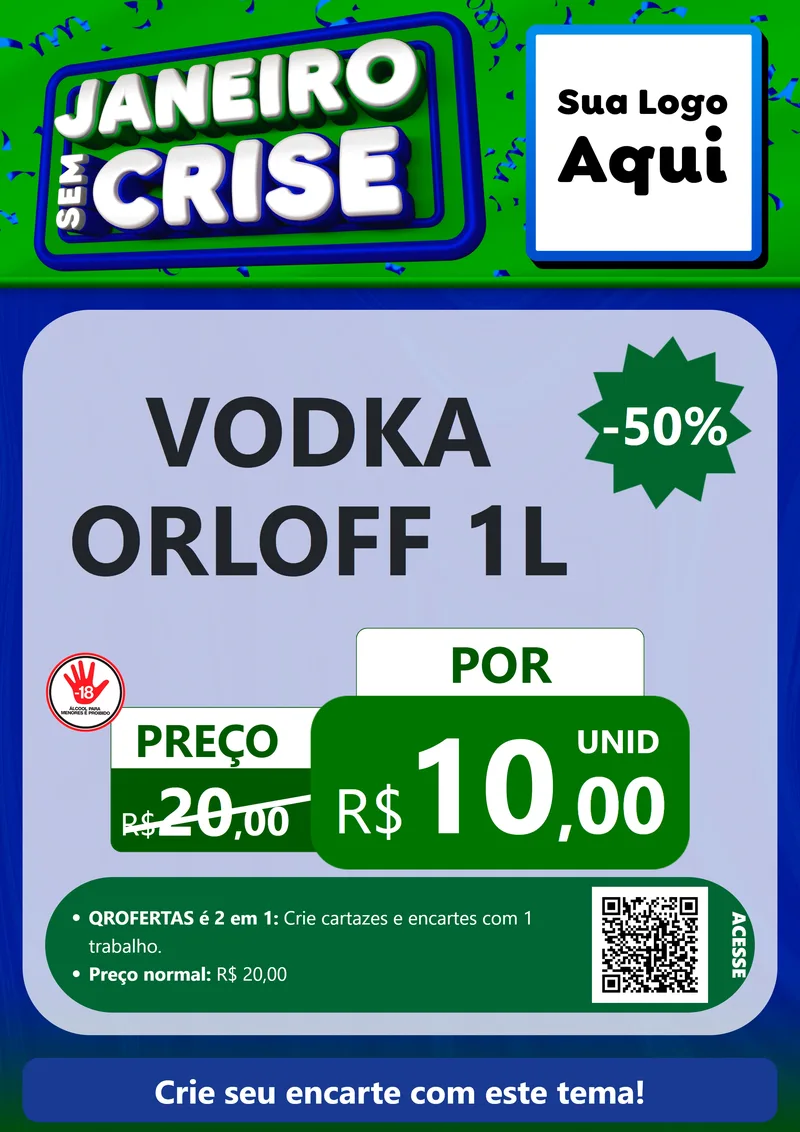 Modelo de Cartaz para Cartaz A4 Vertical com o tema Janeiro Sem Crise para Distribuidora de bebidas