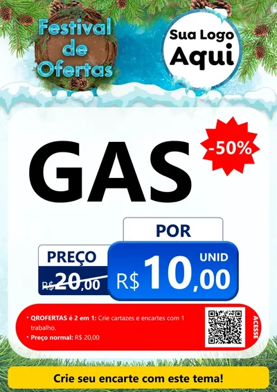 Modelo de Cartaz para Cartaz A4 Vertical com o tema Festival de Ofertas - Inverno para Água e gás