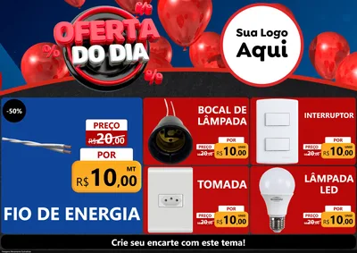 Modelo de Encarte para Encarte A4 Horizontal com o tema Oferta do Dia para Materiais Elétricos