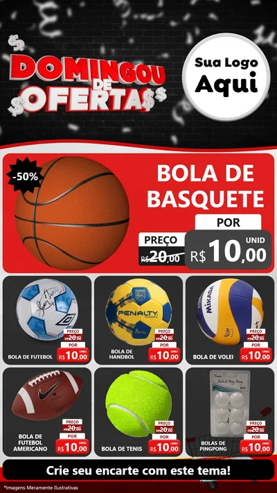 Modelo de Rede Social para Stories com o tema Domingou de Ofertas para Artigos Esportivos