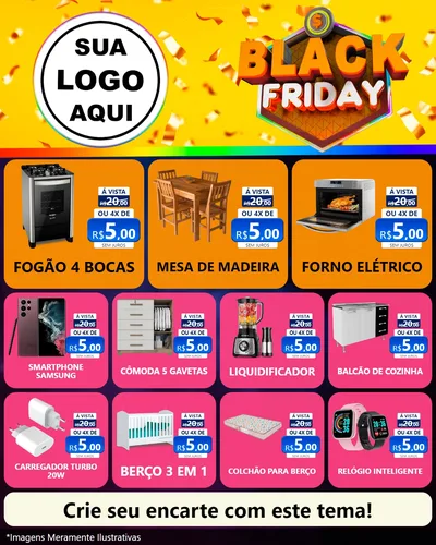 Modelo de Rede Social para Feed Instagram com o tema Black Friday para Móveis e Eletro