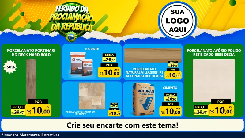 Modelo de TV para TV Horizontal com o tema Feriado da Proclamação da República para Pisos e revestimentos