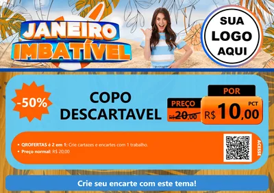Modelo de Cartaz para Cartaz A4 Horizontal com o tema Janeiro Imbatível para Embalagens