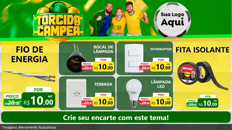 Modelo de TV para TV Horizontal com o tema Torcida Campeã - Copa para Materiais Elétricos