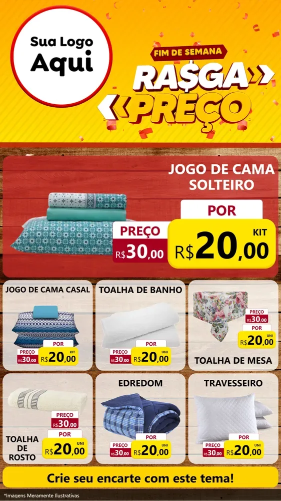 Modelo de Rede Social para Stories com o tema Fim de Semana Rasga Preços para Cama, Mesa e Banho