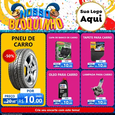 Modelo de Rede Social para Feed Facebook com o tema Nosso Bloquinho para Auto peças