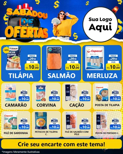 Modelo de Rede Social para Feed Instagram com o tema Sabadou de Ofertas para Peixaria