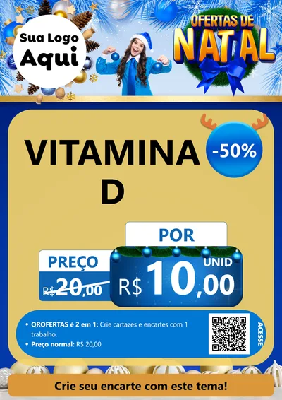 Modelo de Cartaz para Cartaz A4 Vertical com o tema Ofertas de Natal para Farmácia