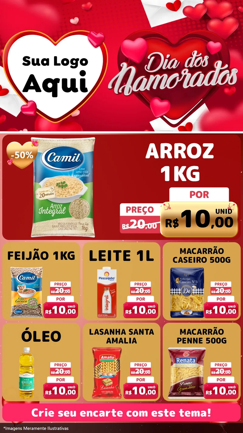 Modelo de Rede Social para Stories com o tema Dia Dos Namorados para Supermercado