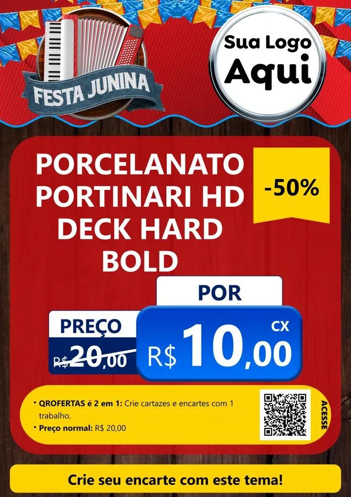 Modelo de Cartaz para Cartaz A4 Vertical com o tema Festa Junina para Pisos e revestimentos