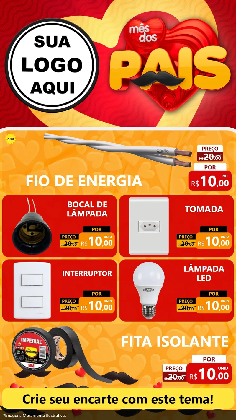 Modelo de TV para TV Vertical com o tema Mês Dos Pais para Materiais Elétricos