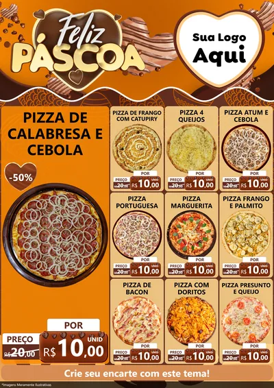 Modelo de Encarte para Encarte A4 Vertical com o tema Feliz Páscoa para Pizzaria