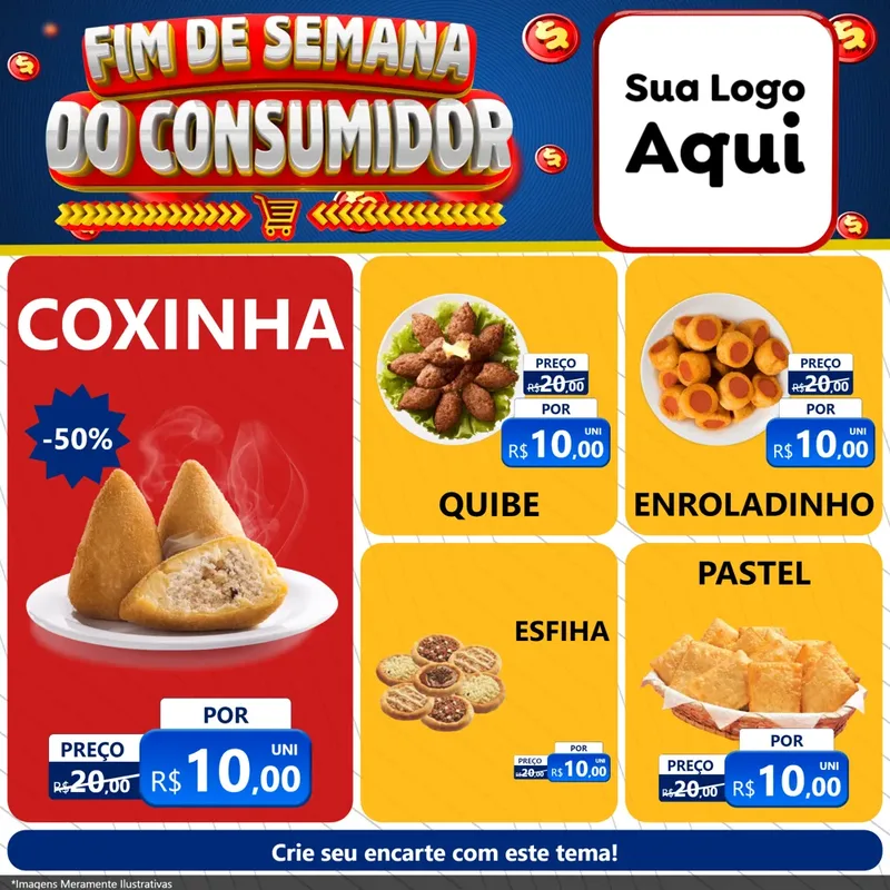 Modelo de Rede Social para Feed Facebook com o tema Fim de Semana do Consumidor para Salgadaria