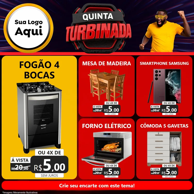 Modelo de Rede Social para Feed Facebook com o tema Quinta Turbinada para Móveis e Eletro