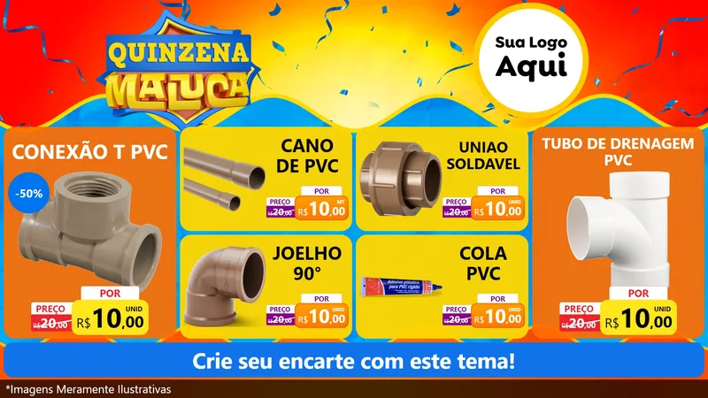 Modelo de TV para TV Horizontal com o tema Quinzena Maluca para Tubos e conexões