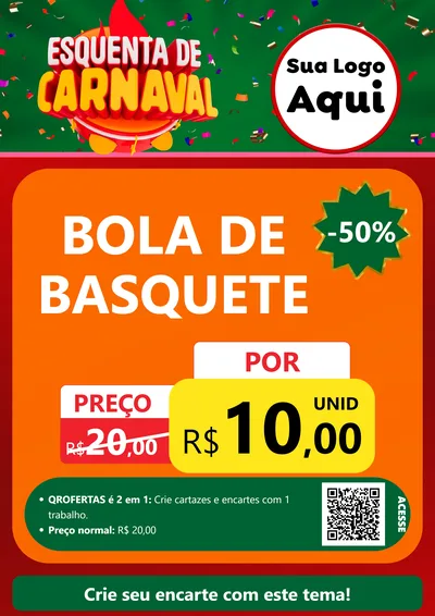 Modelo de Cartaz para Cartaz A4 Vertical com o tema Esquenta de Carnaval para Artigos Esportivos