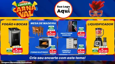 Modelo de TV para TV Horizontal com o tema Especial de Carnaval para Móveis e Eletro