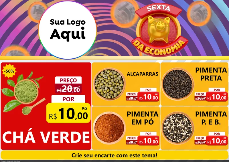 Modelo de Encarte para Encarte A4 Horizontal com o tema Sexta da Economia para Produtos Naturais
