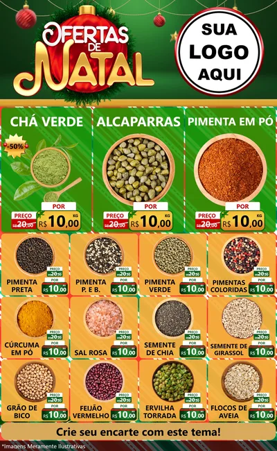 Modelo de Encarte para Encarte Grande com o tema Ofertas de Natal para Produtos Naturais