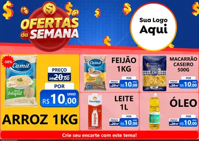 Modelo de Encarte para Encarte A4 Horizontal com o tema Ofertas Da Semana para Supermercado