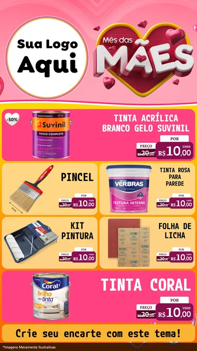 Modelo de TV para TV Vertical com o tema Mês das Mães para Tintas e Ferramentas