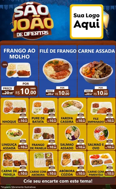 Modelo de Encarte para Encarte Grande com o tema São João Ofertas Imbatíveis! - Junina para Restaurante