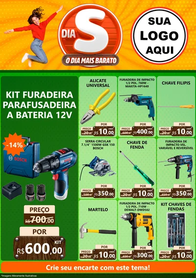 Modelo de Encarte para Encarte A4 Vertical com o tema Dia S - O Dia Mais Barato para Maquinas e Ferramentas