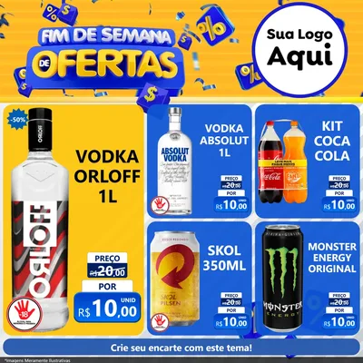 Modelo de Rede Social para Feed Facebook com o tema Fim de Semana de Ofertas para Distribuidora de bebidas
