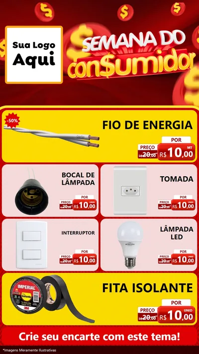 Modelo de TV para TV Vertical com o tema Semana do Consumidor para Materiais Elétricos