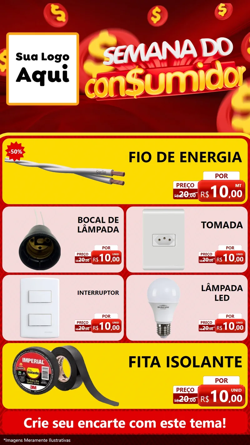 Modelo de TV para TV Vertical com o tema Semana do Consumidor para Materiais Elétricos