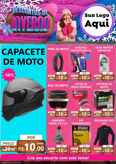 Modelo de Encarte para Encarte A4 Vertical com o tema Descontos de Inverno para Moto peças