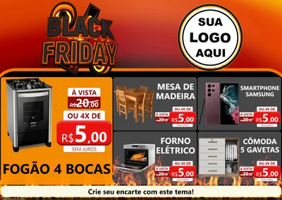 Modelo de Encarte para Encarte A4 Horizontal com o tema Black Friday para Móveis e Eletro