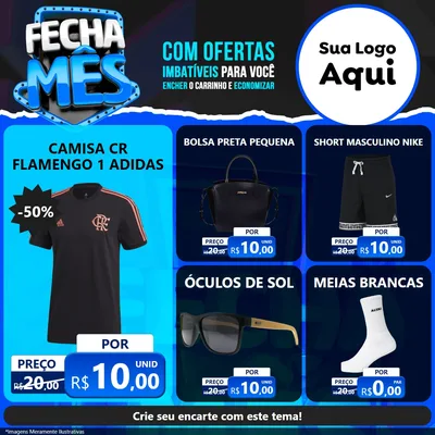 Modelo de Rede Social para Feed Facebook com o tema Fecha Mês para Roupas e acessórios