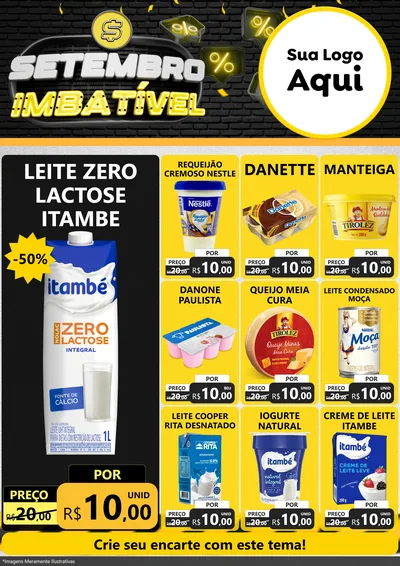 Modelo de Encarte para Encarte A4 Vertical com o tema Setembro Imbatível para Frios e Laticínios