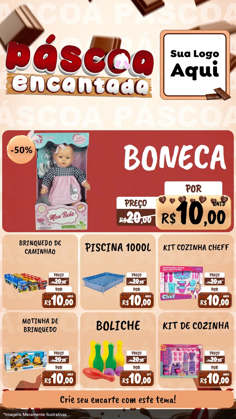 Modelo de Rede Social para Stories com o tema Páscoa Encantada para Brinquedos