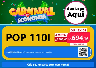 Modelo de Cartaz para Cartaz A4 Horizontal com o tema Carnaval da Economia para Concessionaria de Motos