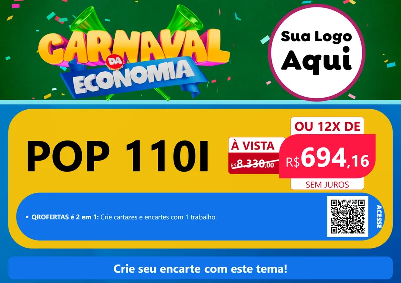 Modelo de Cartaz para Cartaz A4 Horizontal com o tema Carnaval da Economia para Concessionaria de Motos