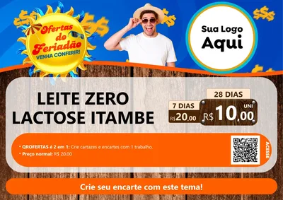 Modelo de Cartaz para Cartaz A4 Horizontal com o tema Ofertas do Feriadão para Frios e Laticínios