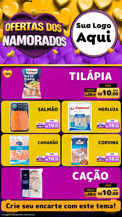 Modelo de TV para TV Vertical com o tema Oferta Dos Namorados para Peixaria