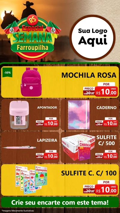 Modelo de TV para TV Vertical com o tema Especial Semana Farroupilha para Papelaria