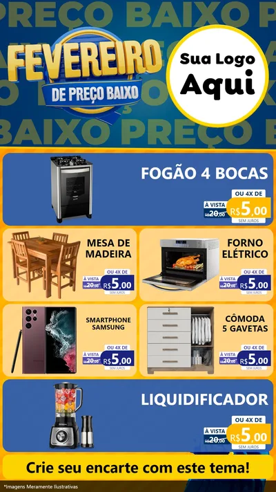 Modelo de TV para TV Vertical com o tema Fevereiro de Preço Baixo para Móveis e Eletro