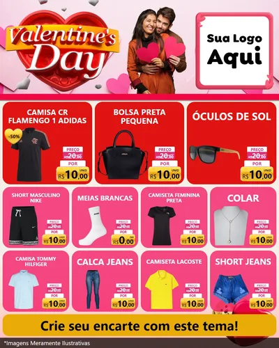 Modelo de Rede Social para Feed Instagram com o tema Valentine's Day para Roupas e acessórios