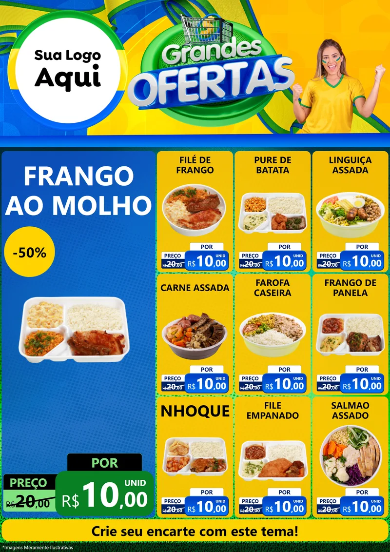 Modelo de Encarte para Encarte A4 Vertical com o tema Grandes Ofertas para Restaurante
