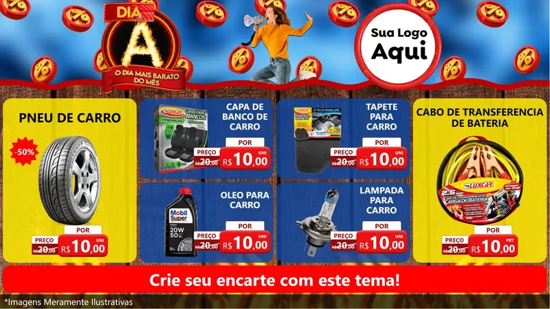 Modelo de TV para TV Horizontal com o tema Dia A - O Dia Mais Barato Do Mês para Auto peças