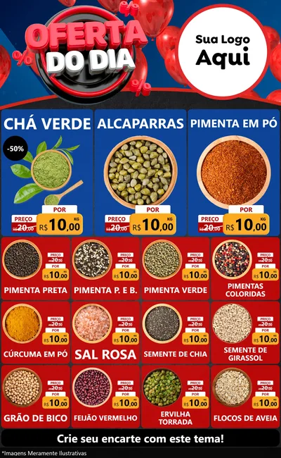 Modelo de Encarte para Encarte Grande com o tema Oferta do Dia para Produtos Naturais