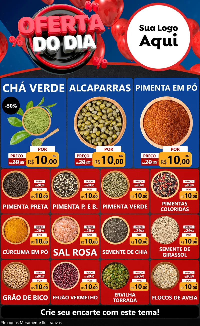 Modelo de Encarte para Encarte Grande com o tema Oferta do Dia para Produtos Naturais