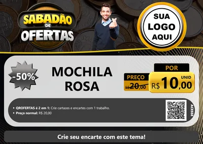 Modelo de Cartaz para Cartaz A4 Horizontal com o tema Sabadão de Ofertas para Papelaria