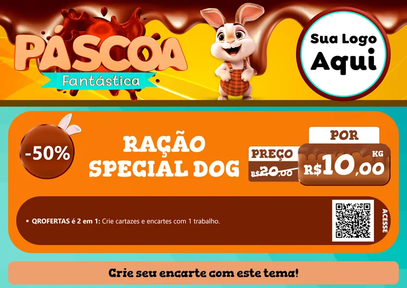 Modelo de Cartaz para Cartaz A4 Horizontal com o tema Páscoa Fantástica para Pet Shop