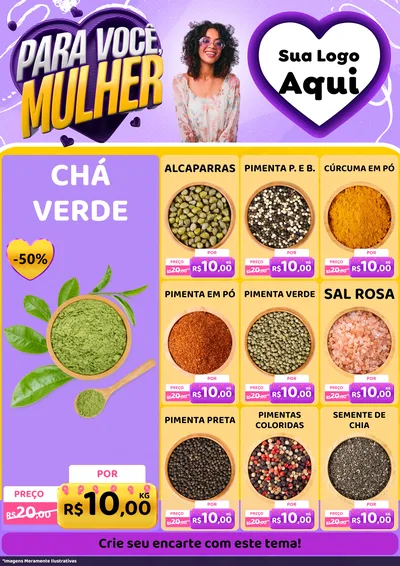Modelo de Encarte para Encarte A4 Vertical com o tema Para Você, Mulher para Produtos Naturais