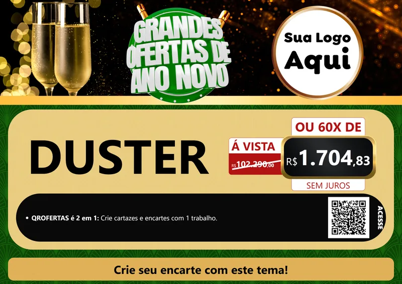 Modelo de Cartaz para Cartaz A4 Horizontal com o tema Grandes Ofertas de Ano Novo para Concessionaria de Carros